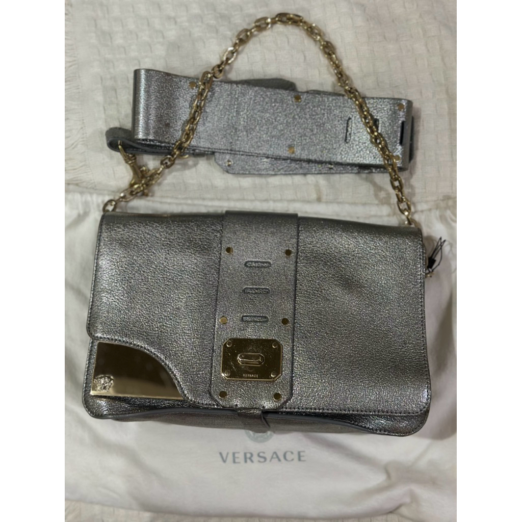 [good condition - preloved] VERSACE STARDUST MEDUSA BAG Shoulder Bag Silver