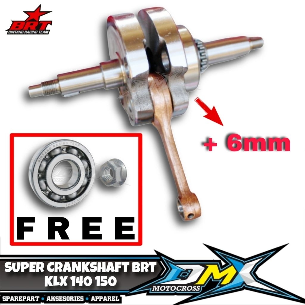 SUPER CRANKSHAFT BRT KRUK AS KLX 140 KLX 150 NAIK LANGKAH 6MM BRT