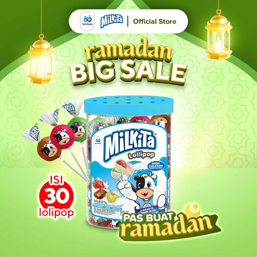 Permen Milkita lolipop jar 30 Pcs