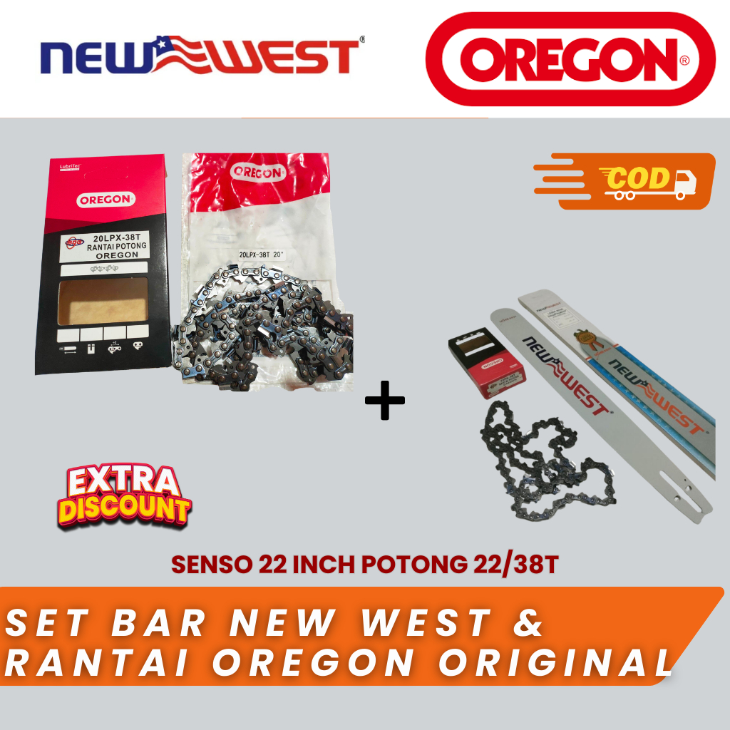 Paket Hemat Bar NEW WEST & Rantai OREGON Original Senso 22 Inch Potong ASLI BISA COD Promo