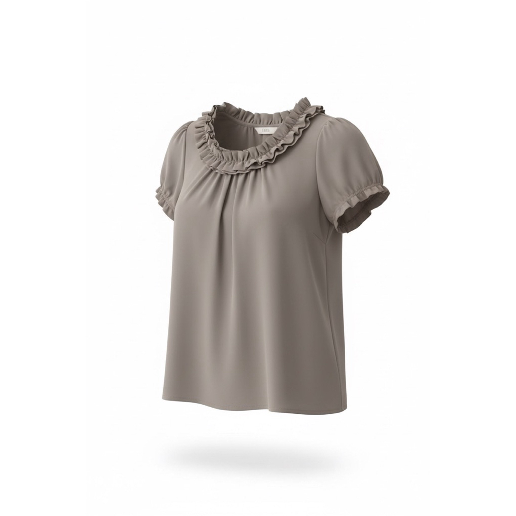 IORA TAUPE RUFFLE BLOUSE