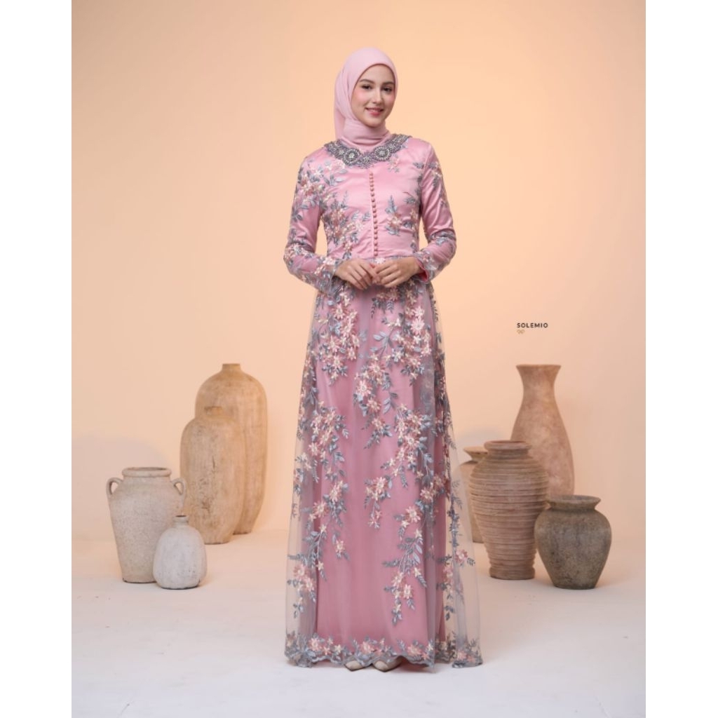 SOLEMIO MAXIDRESS / GAUN PANJANG / GAMIS / BAJU MUSLIM / DRESS PESTA MEWAH DAN ELEGAN IMPORT