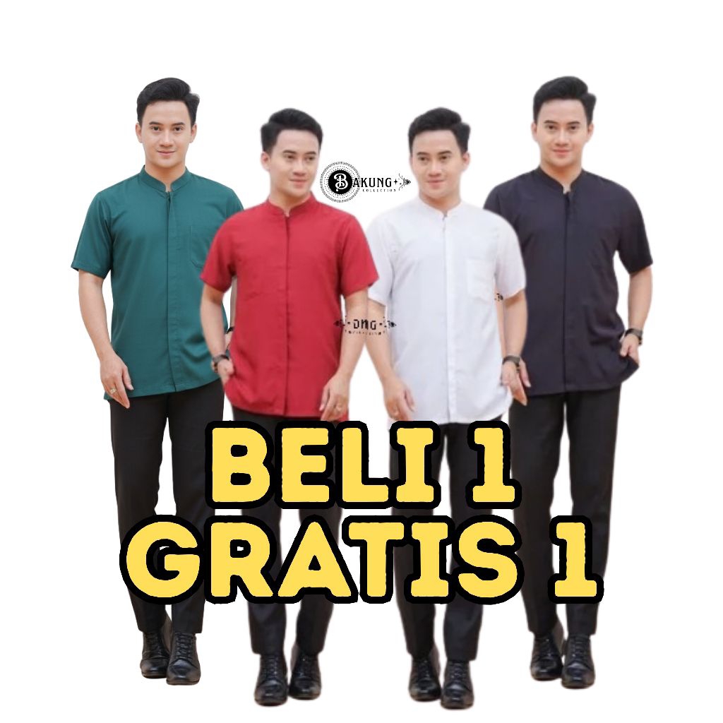 Paket Beli 1 GRATIS 1 Kemeja Polos Pria Dewasa Regular Fit bahan Katun Adem, Nyaman Dipakai Size M-X