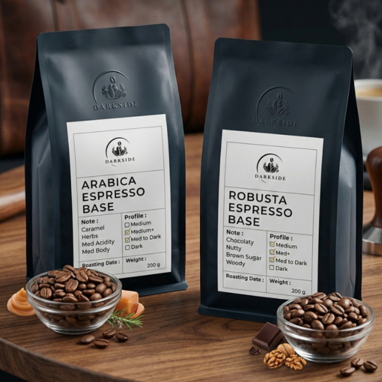 Biji Kopi Arabica, Robusta, Blend Espresso Base by Darkside Coffee