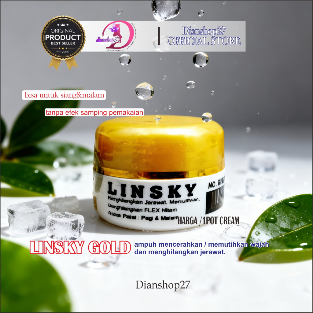 [TERLARIS] CREAM LINSKY GOLD 10gr ORI KEMASAN BARU / CREAM PENCERAH WAJAH AMAN TANPA EFEK SAMPING / 
