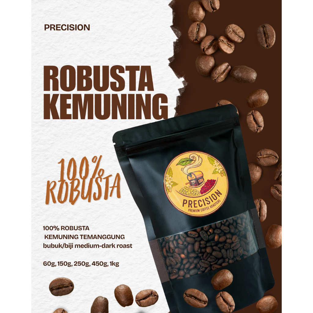 Kopi Bubuk Robusta Kemuning Temanggung 100g – Fine Robusta & Kopi Lanang Peaberry Premium