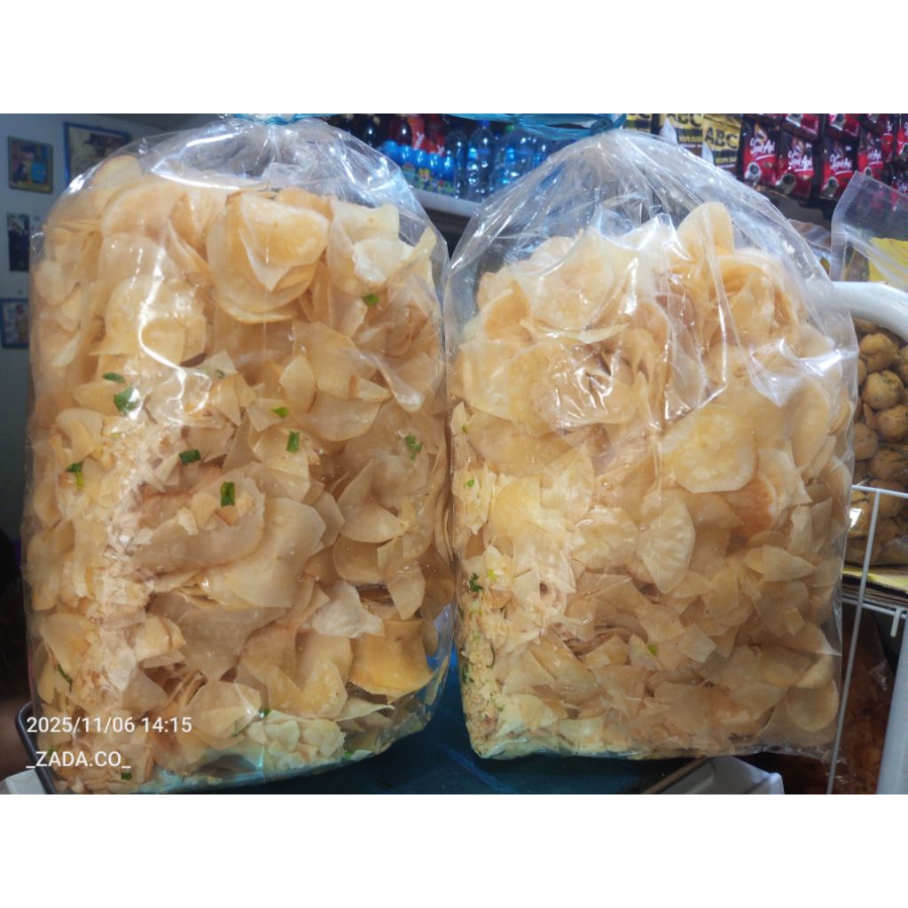KERIPIK SINGKONG RENYAH GURIH RASA BAWANG DAUN BALL 1kg