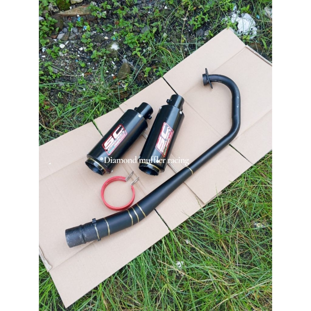 Knalpot Racing SC Project Hitam Satria Fu Karbu Jupiter Mx Satria Fu Injeksi Jupiter MX 135