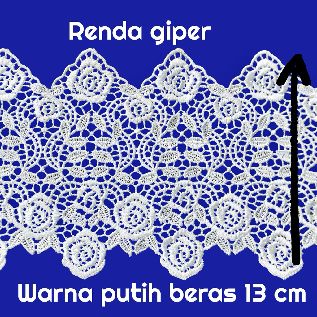 per meter renda giper warna putih tulang lebar 17 cm