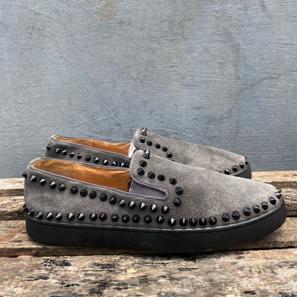 Christian louboutin spike slip on shoes