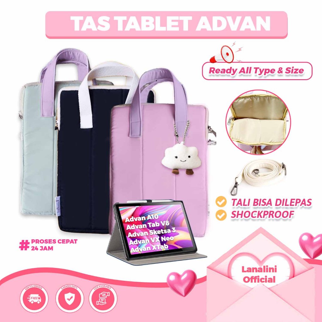 Tas Slingbag Tablet Cewek Kompatibel Advan Sketsa 10 2 3 2023 VX Neo Lite Xtab X7 A10 A8 8 10.1 10 I