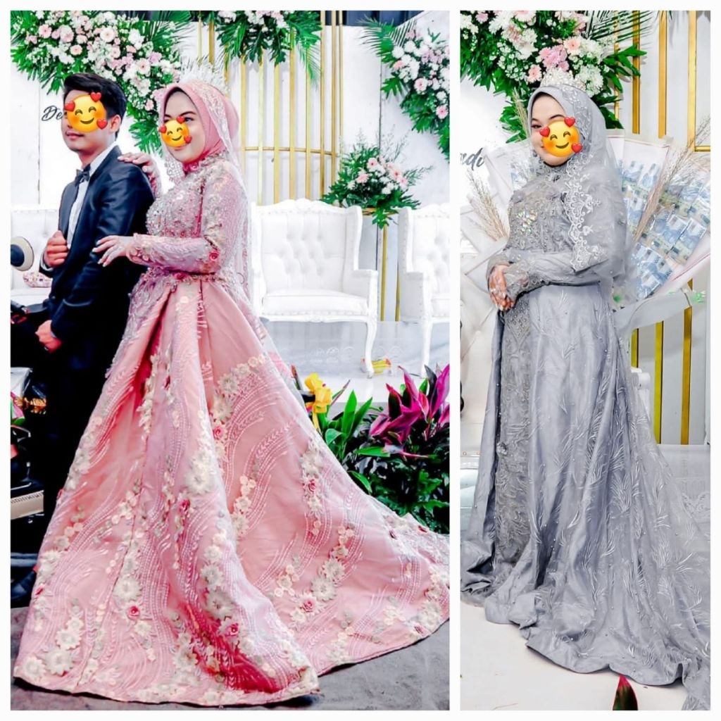 gown pengantin dusty pink gaun pengantin silver