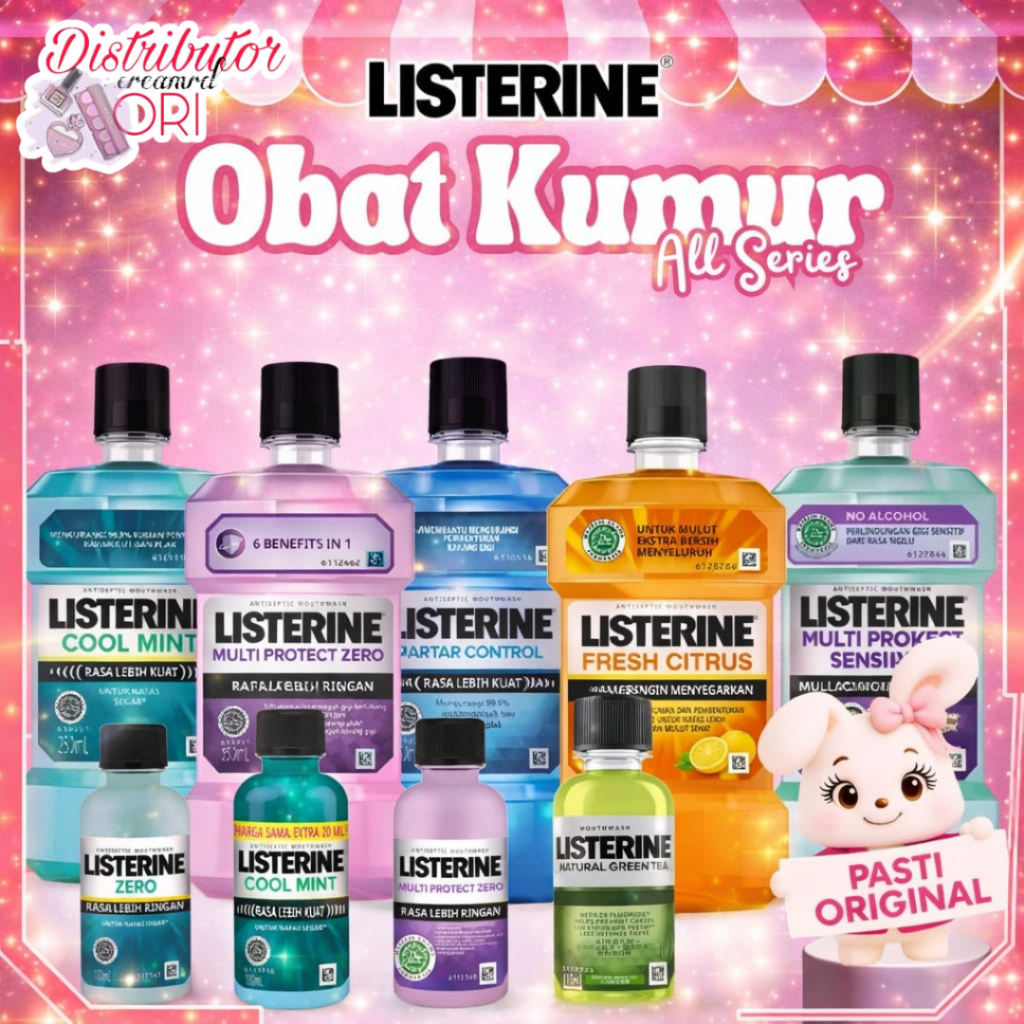LISTERINE Obat Kumur Antiseptic Mouthwash Antiseptik -100ML -250ML -500ML - Listerine Penghilang Bau