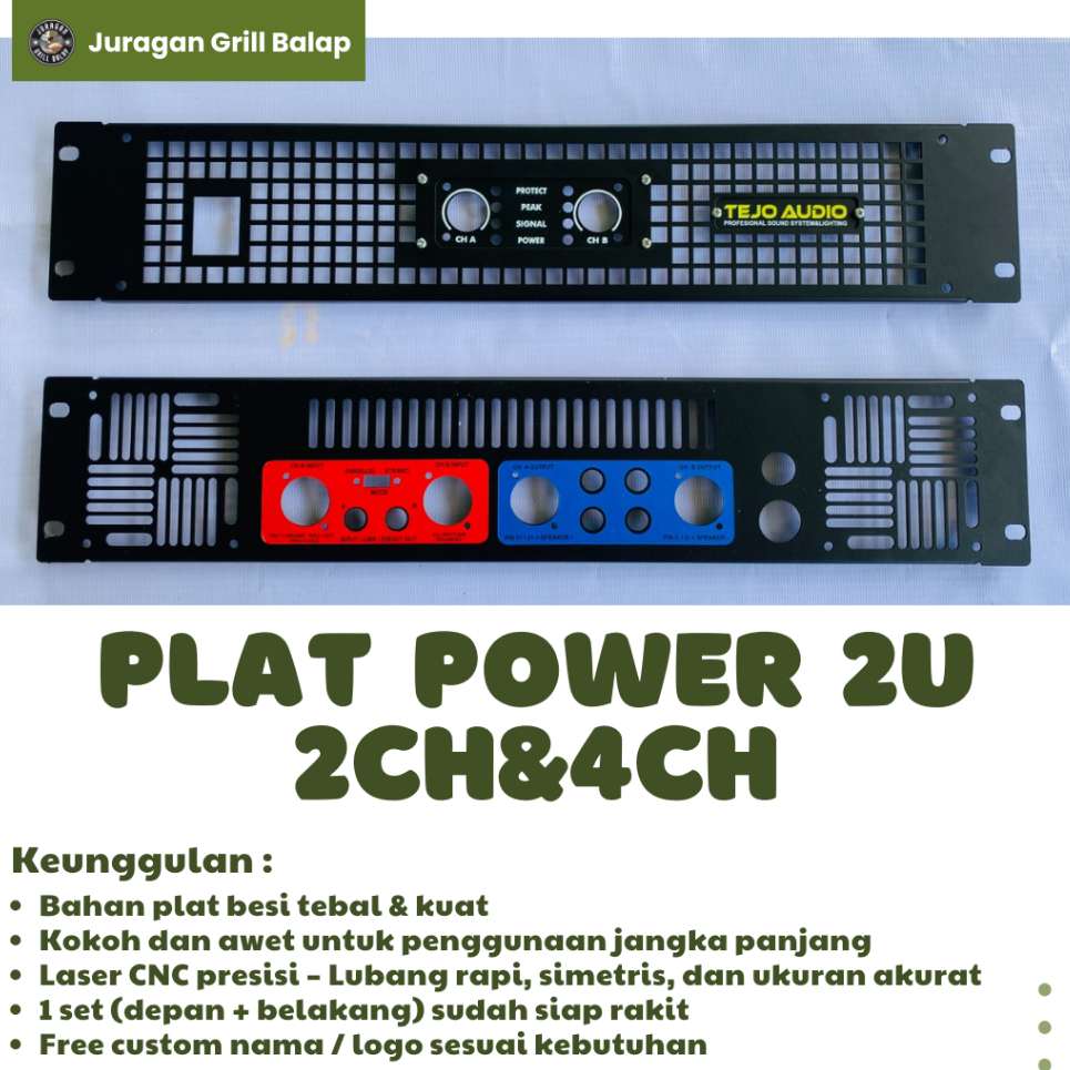 Plat Power Custom 2U 2CH / 4CH – Cocok untuk Sound System