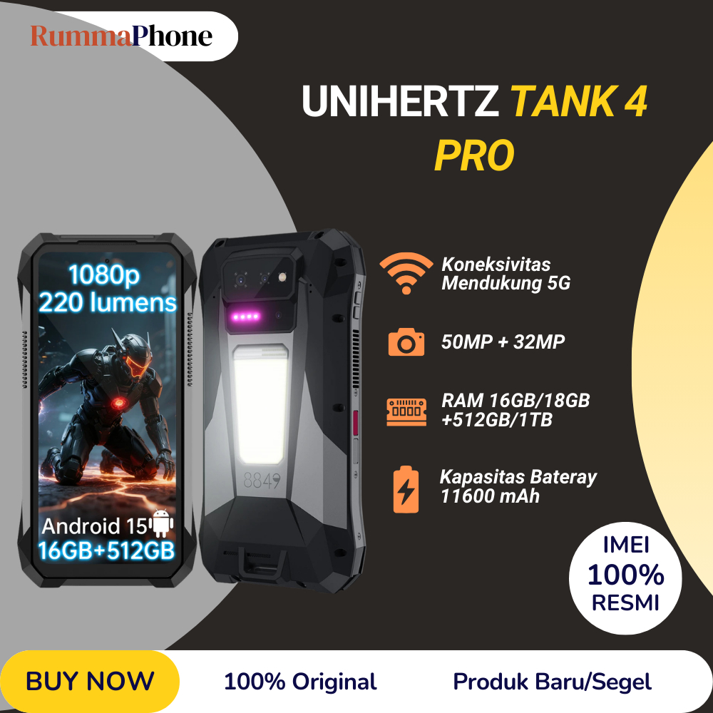 Unihertz Tank 4 Pro 5G  Projector built-in 16GB/18GB + 512GB/1TB 11600mAh 120W  rugged smartphone