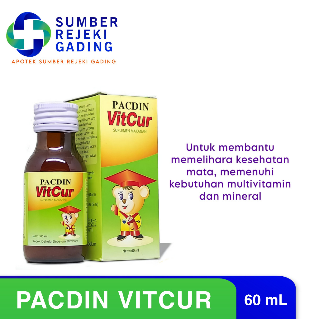 PACDIN VITCUR Sirup 60ml Multivitamin Anak Dewasa Membantu Kesehatan Mata