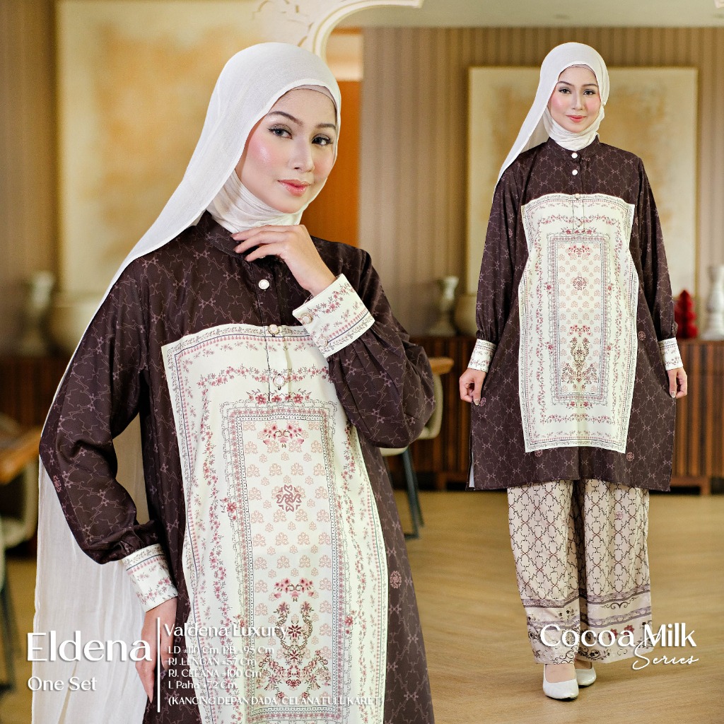 Setulus Signature Eldena One Set Wanita Muslim Valdena Luxury Motif Batik Setelan Celana OOTD Cewek 