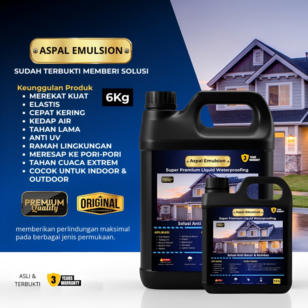 Garansi 3 Tahun Aspal Cair Anti Bocor 6Kg | aspal cair anti bocor | aspal cair premium