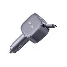 Anker USB-C Car Charger 75W Max Ultra-Compact Type-C Fast Car Charger with Built-in Retractable Cabl
