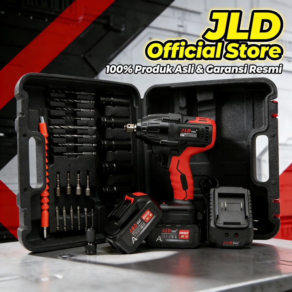 JLD Impact Wrench INDUSTRI 800G Torsi Gila Brushless Impact Wrench Baterai Tahan Lama 3-Speed + Anto