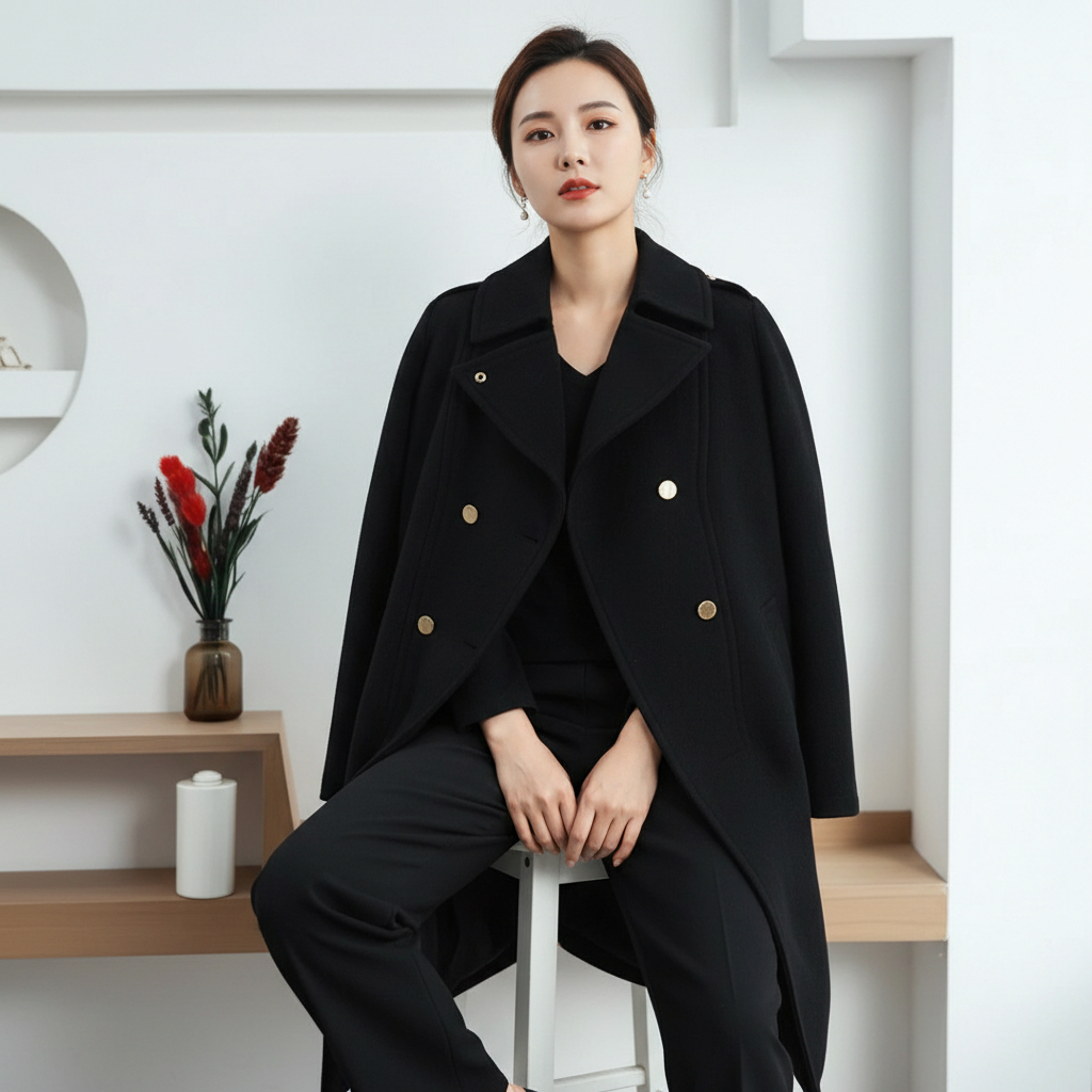 Baju Jaket Givenchy Herringbone Wool Long Coat Panjang Wol Dingin Blazer Jacket Salju