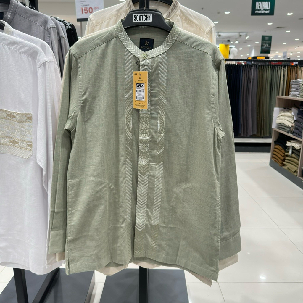 SCOTCH Baju Muslim Pria Kemeja Koko Lengan Panjang Motif Bordir Mewah dan Nyaman | Size S-2XL | Jast