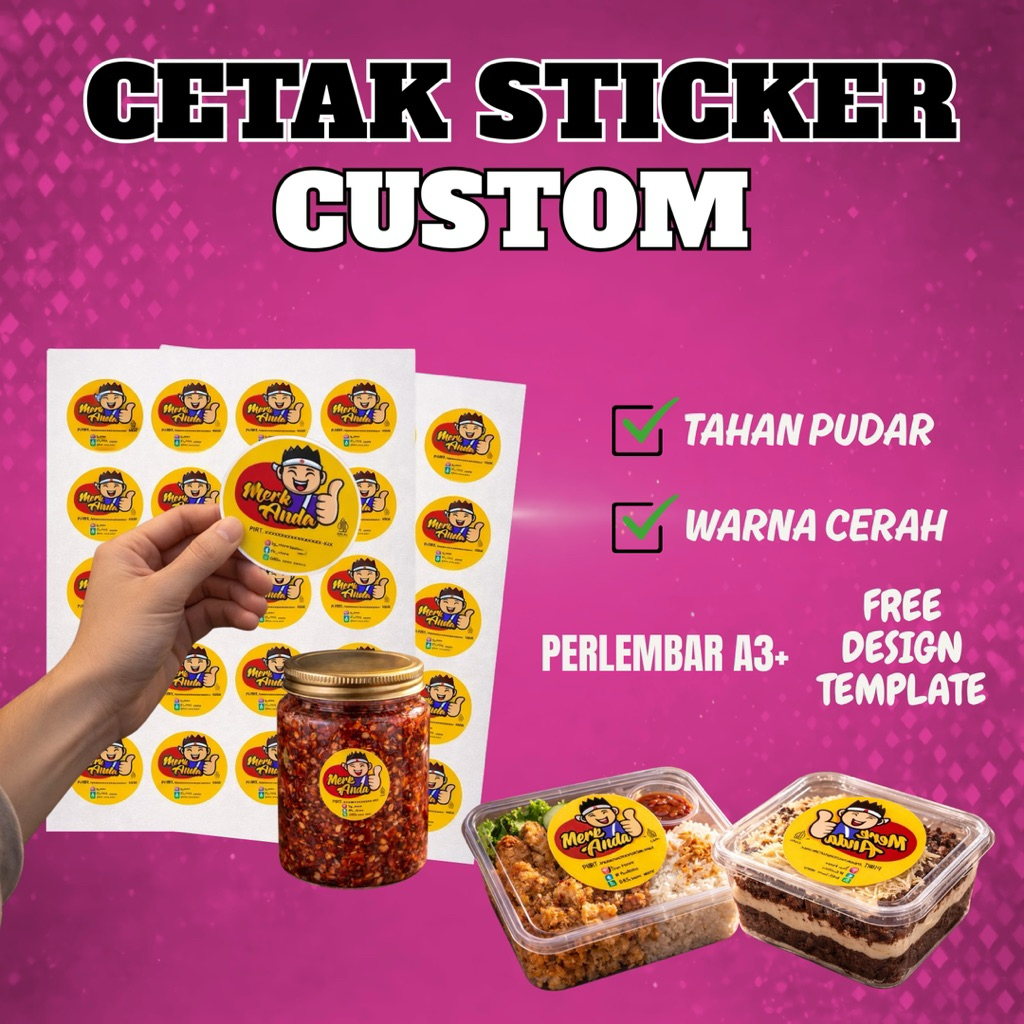 Stiker Label Makanan Minuman Stiker Cromo Cutting Stiker Snack Stiker Box nasi Stiker kardus packing