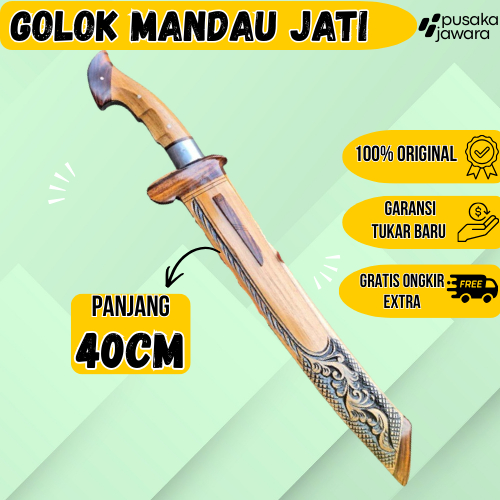 Golok Mandau Full Baja Per Asli | Alat Berkebun Kuat - Gokok Mandau jati ukir Baja Per asli
