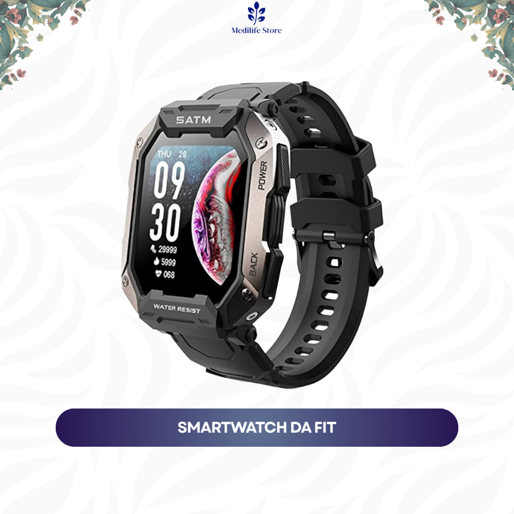 Jam Tangan Pintar DA FIT C20 Pria Hitam Karbon – Smartwatch Outdoor IP68 5ATM