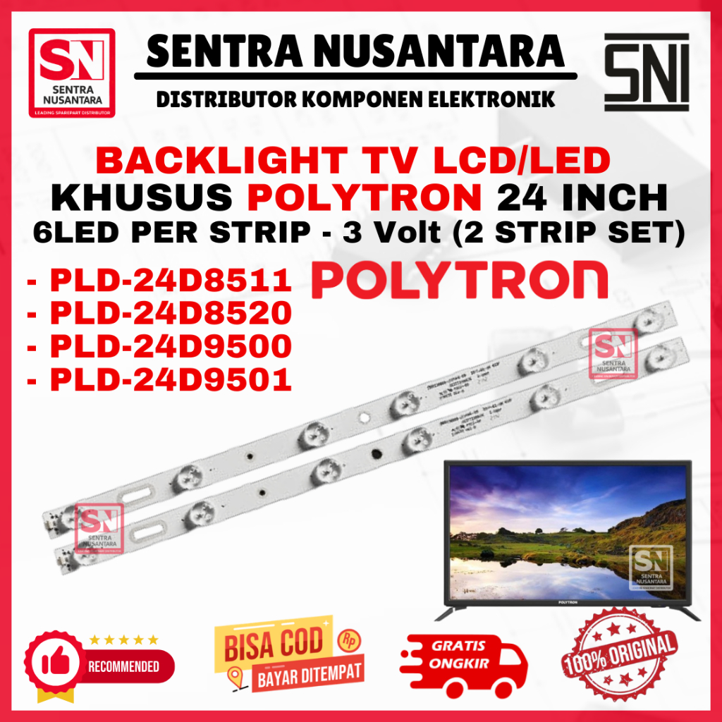BACKLIGHT TV LED POLYTRON 24 INCH PLD24D8511 PLD24D8520 PLD24D9500 PLD24D9501 ORIGINAL | BACKLIGHT T