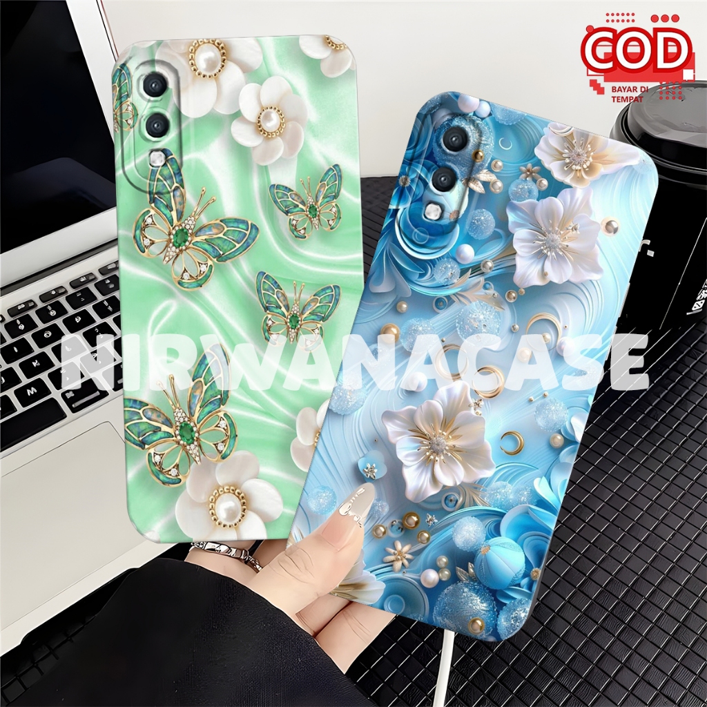 Case Hp Samsung A02 - Casing Samsung M02 Fashion Case Cewek Motif Bunga Vintage