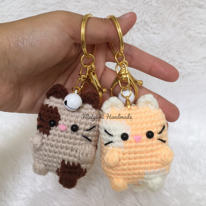 [Ready Stock] Boneka Rajut Tabby Cat / Amigurumi Tabby Cat / Keychain Rajut Tabby Cat