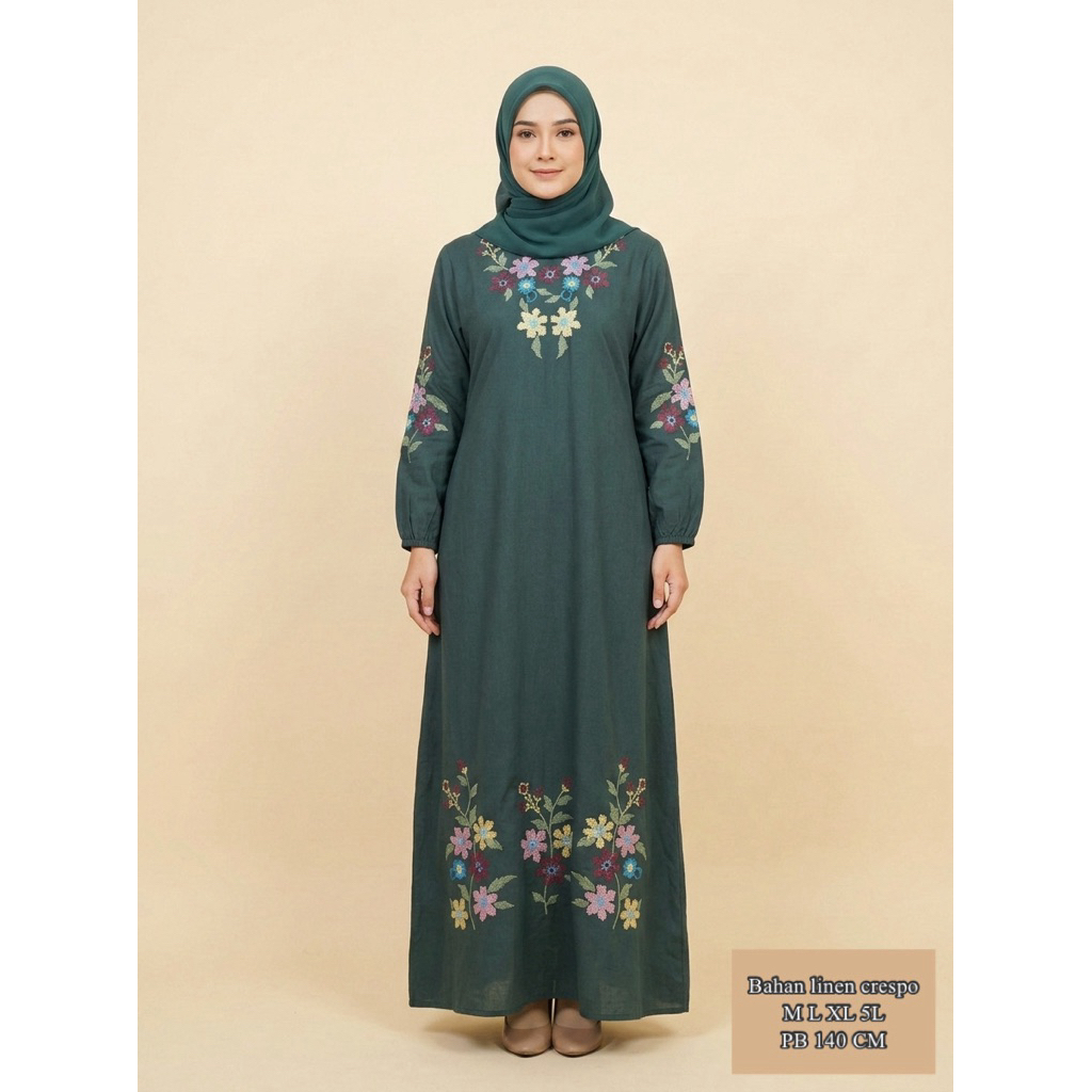 RIDD FASHION - GAMIS BORDIR/STRIMIN/BORDIR GORONTALO/LINEN CRESPO