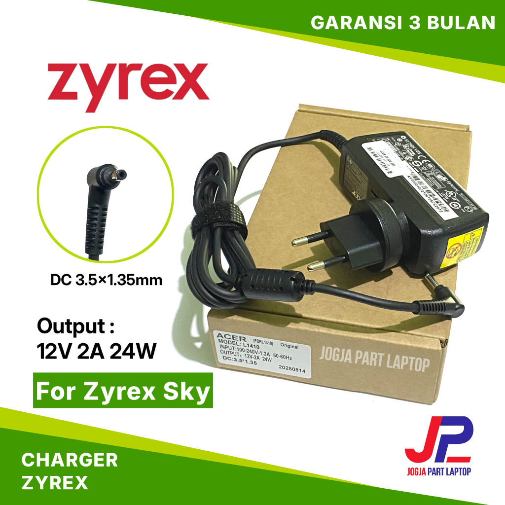 [24Watt] Charger Laptop Original Zyrex 12v 2a DC 35135 For Zyrex Sky 232 Mini Plus Sky 232 Xtreme Sk