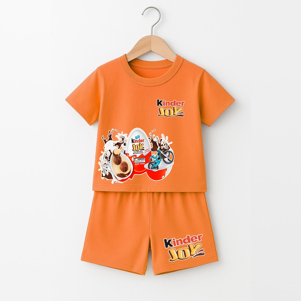 Stelan Anak Gambar Karakter Kinder Joy Laki-Laki Dan Perempuan Lengan Pendek Jumbo G-2433