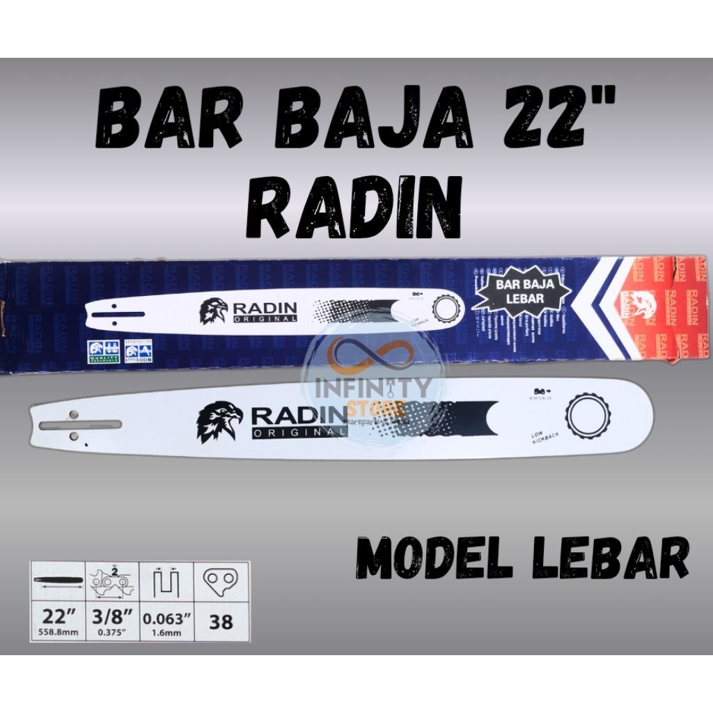 22" Bar baja lebar Radin chainsaw 22 inch