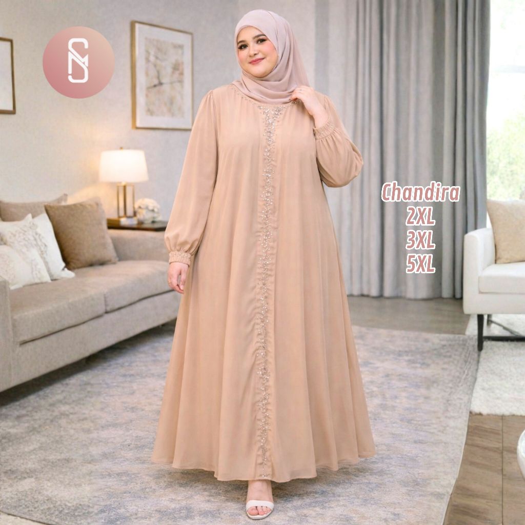 Myshawl Chandira Dress Gamis Set Jumbo Tille Motif Kasual Kondangan Wisuda Kekinian Big Size Brukat 