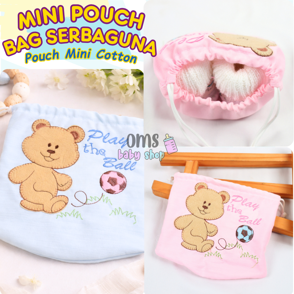 TERMURAH Baby Mini Pouch Bag Serbaguna | Pouch Baby Cotton 17 x 17cm | Baby Pouch Beruang Lucu | Ser