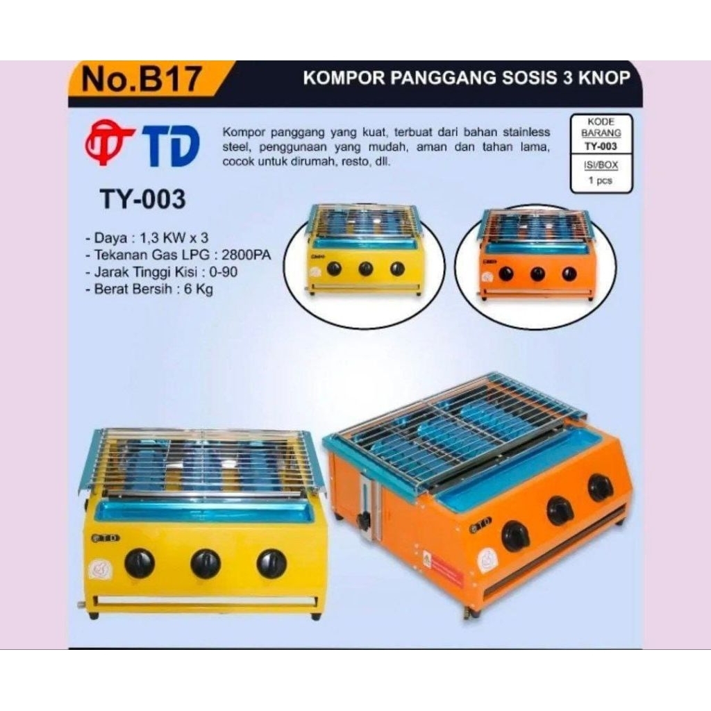 Kompor panggang sosis 3 tungku merk TD / yamakawa
Promo