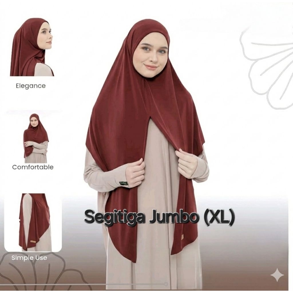 HIJAB SEGITIGA SYARI INSTAN XL 90CM X 90CM JUMBO JERSEY PREMIUM|JILBAB SYAR`I MENUTUP DADA SIMPLE