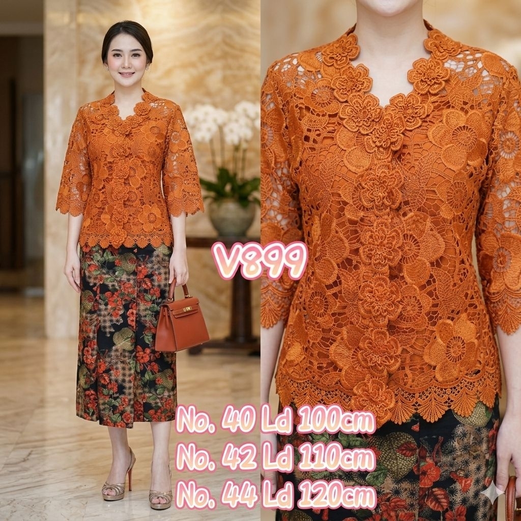 Atasan Kebaya Brokat hoki keliling premium bangkok V899