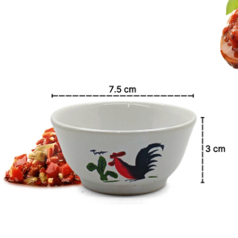 Mangkok sambal ayam jago / mangkok sambal keramik motif ayam jago / mangkok keramik ayam jago untuk 