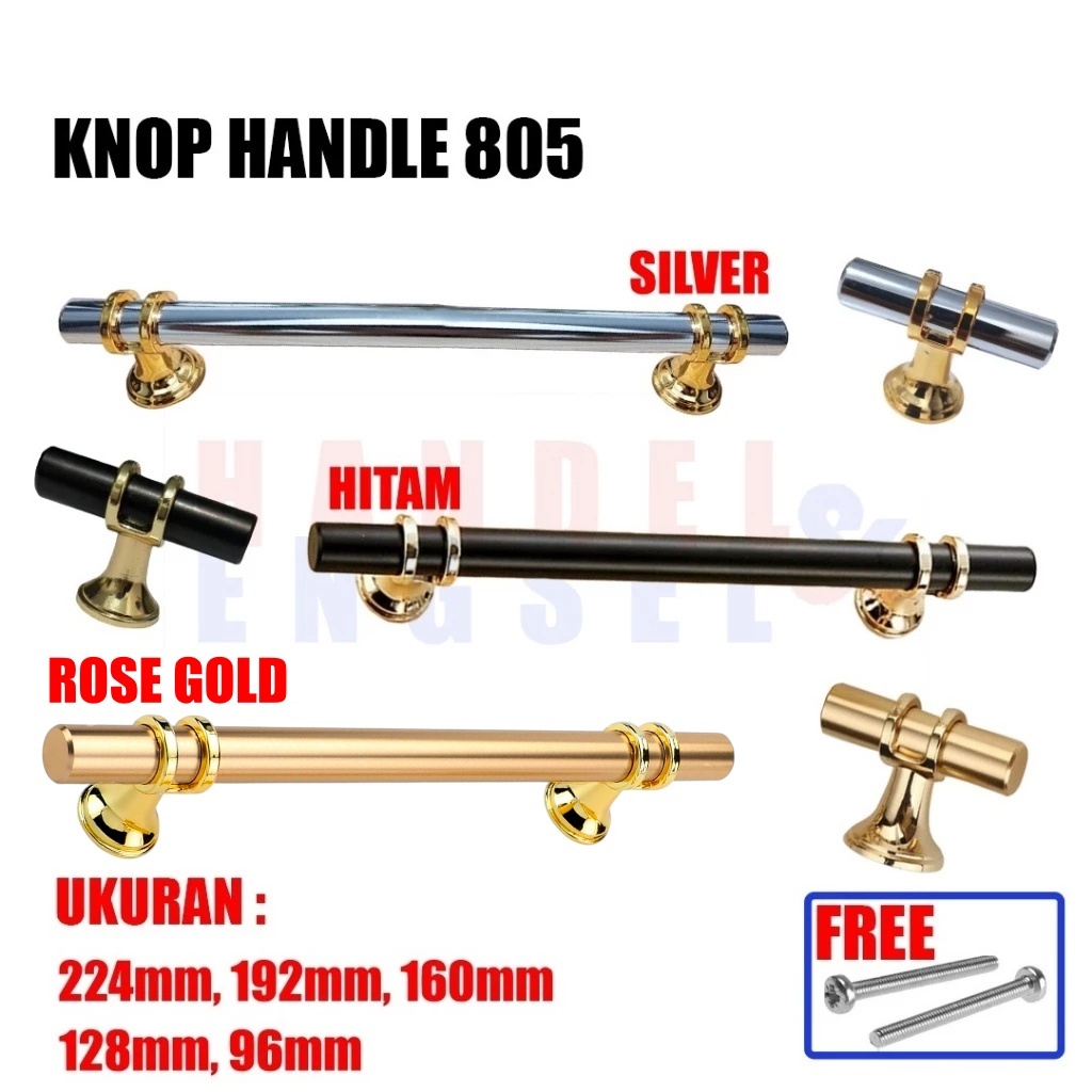 Handle Pintu Lemari Alumunium Warna RoseGold Silver, Hitam Gold, Gold Knob Pull Tarikan Handel Pintu