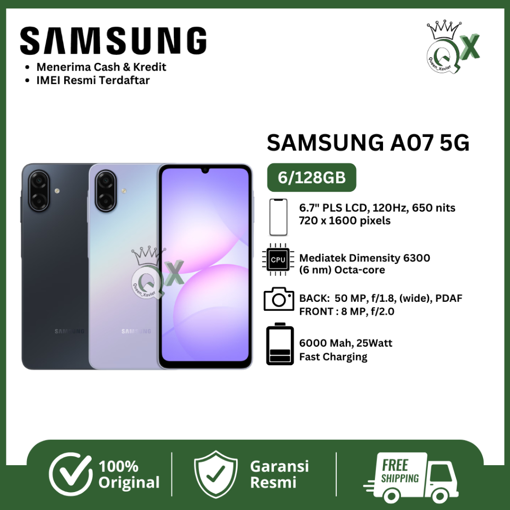 SAMSUNG GALAXY A07 5G RAM 6/128GB GARANSI RESMI 12 BULAN