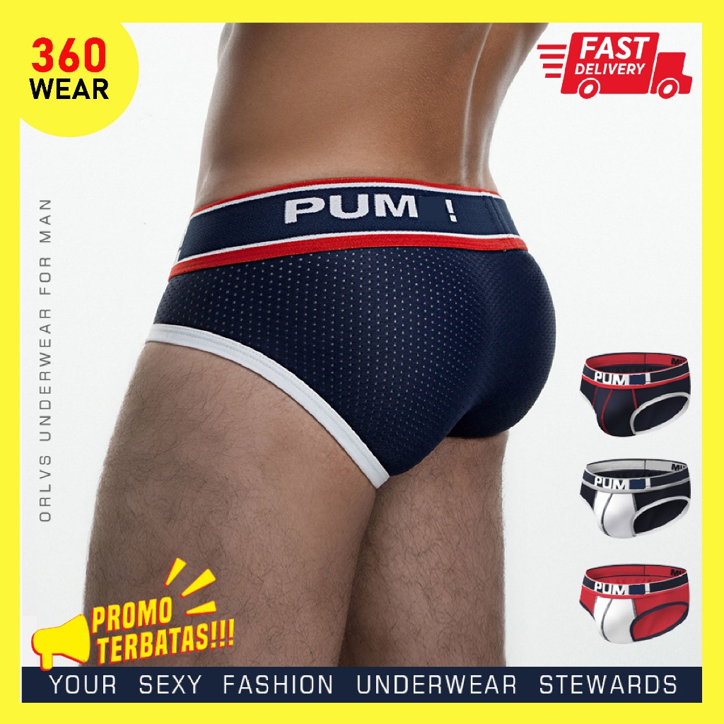 Celana Dalam Pria Men's Brief Sempak Laki Segitiga Waistband Katun Pouch Mesh Jaring Transparan Adem