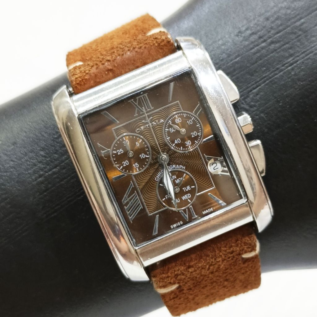 Jam Tangan Optima Swiss Tank Chronograph OSC 140 Quartz Watch Pria Original Asli Second Bekas Ori