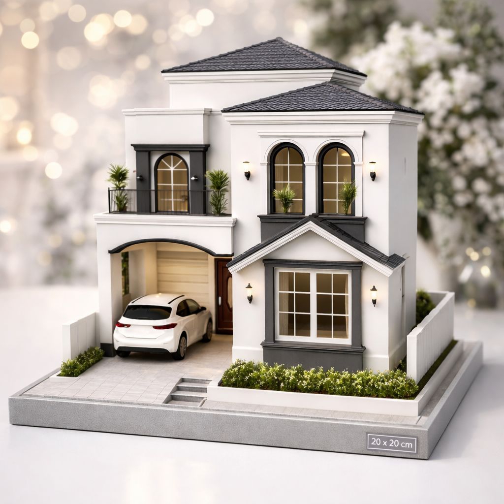 miniatur rumah neo classic minimalis 2 lantai