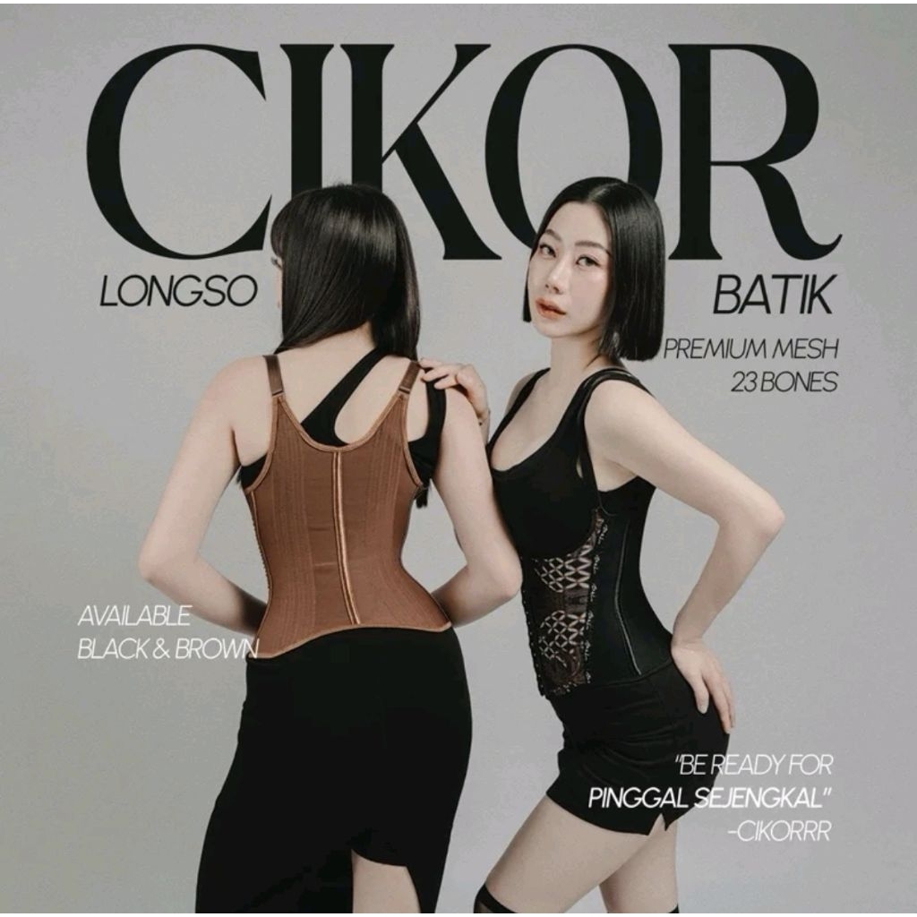 (NEW) KORSET BONDLOU CIKOR LONGSO BATIK FABRIC MESH BLACK SIZE S TORSO 25CM