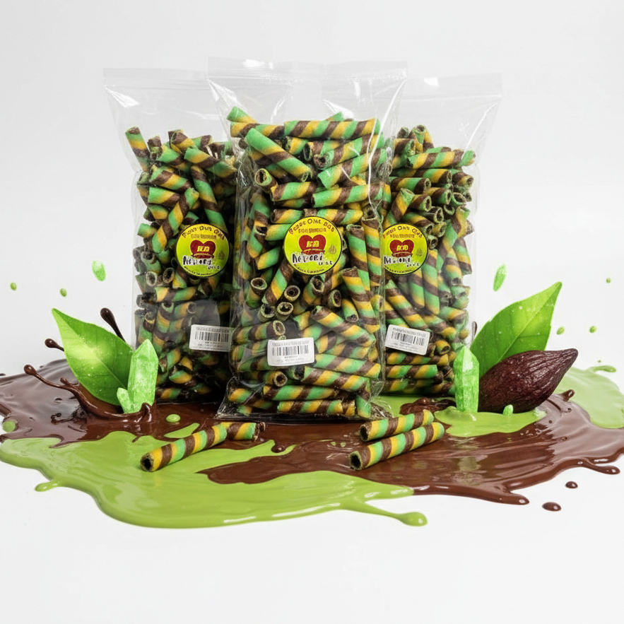 MINI WAFER ROLL GREEN TEA COKELAT