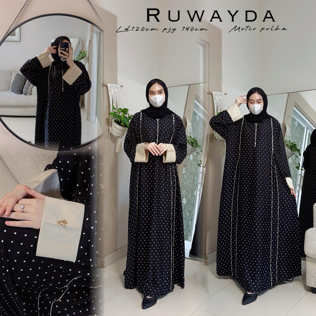 Daster Arab Ruwayda Motif by Fairuz - Maxi Dress Rayon Twill Premium